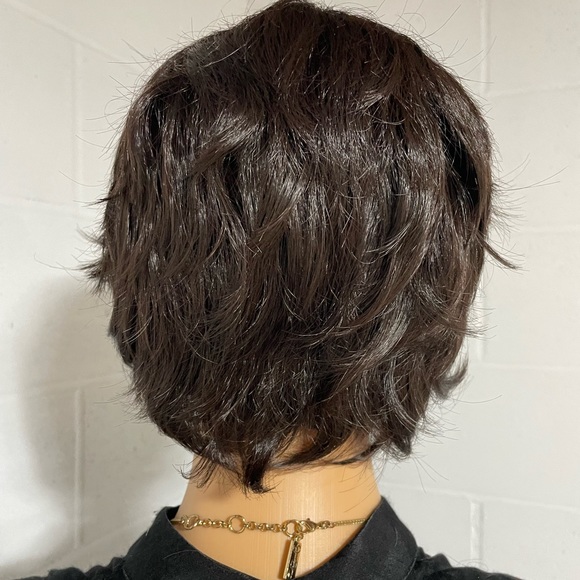 NWT 9” BROWNBLACK almost black darkest brown short side part natural men/women - Picture 2 of 8